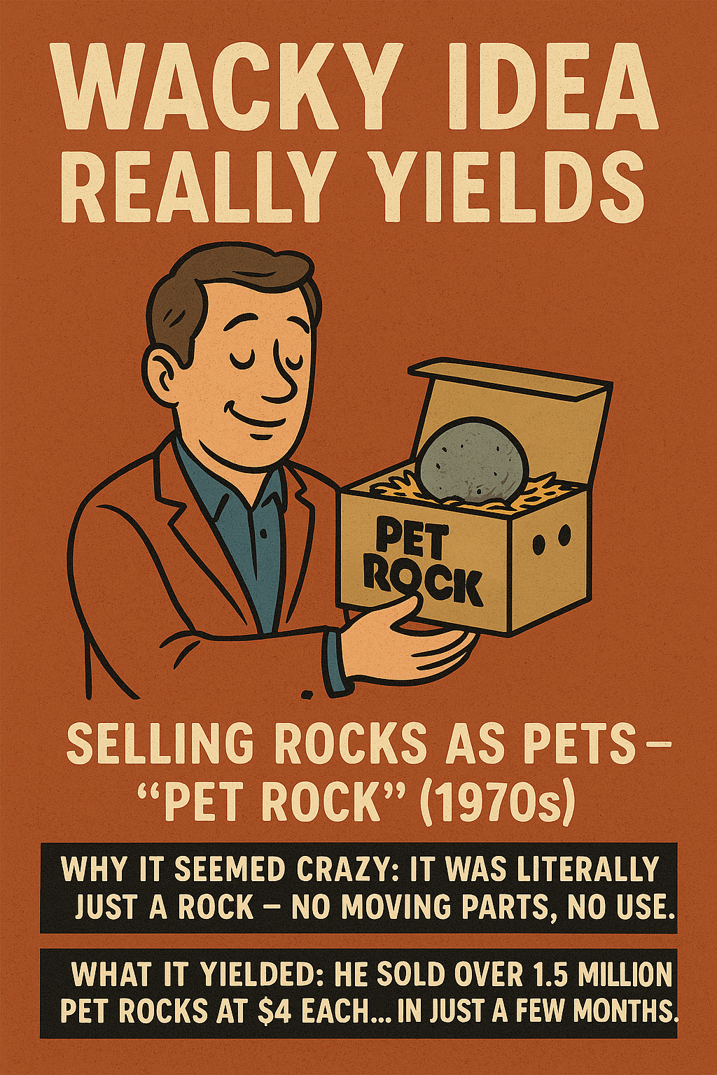 Wacky Idea: Selling Rocks as Pets — “Pet Rock” (1970s)